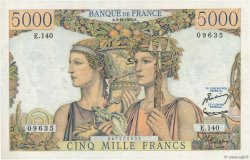 5000 Francs TERRE ET MER FRANKREICH  1953 F.48.10 VZ+
