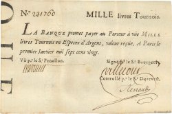 1000 Livres Tournois typographié Faux FRANCE  1720 Dor.29x 
