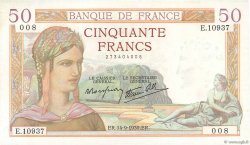 50 Francs CÉRÈS modifié FRANCE  1939 F.18.30 VF+