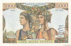 5000 Francs TERRE ET MER FRANCE  1951 F.48.04 AU-