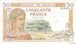 50 Francs CÉRÈS modifié FRANCE  1939 F.18.26 TTB+