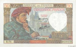 50 Francs JACQUES CŒUR FRANCIA  1941 F.19.09 q.FDC