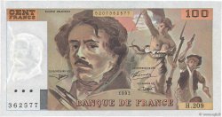 100 Francs DELACROIX UNIFACE FRANCE  1995 F.69bisU.05