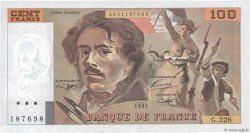 100 Francs DELACROIX imprimé en continu Fauté FRANCIA  1993 F.69bis.08 SC