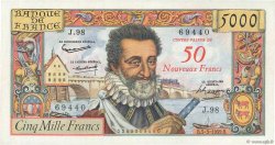 50 NF sur 5000 Francs HENRI IV FRANCE  1959 F.54.02 XF