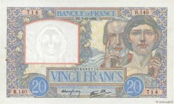20 Francs TRAVAIL ET SCIENCE FRANCE  1939 F.12.01 pr.SPL