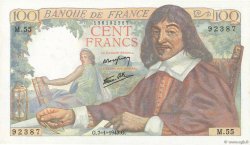 100 Francs DESCARTES FRANKREICH  1943 F.27.03 fST