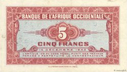 5 Francs FRENCH WEST AFRICA  1942 P.28a XF+