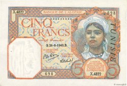 5 Francs TUNESIEN  1940 P.08b VZ+