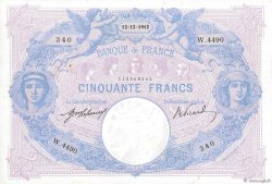 50 Francs BLEU ET ROSE FRANKREICH  1912 F.14.25 fVZ