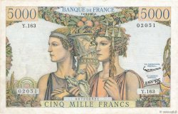 5000 Francs TERRE ET MER FRANCIA  1957 F.48.14 BC+