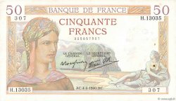 50 Francs CÉRÈS modifié FRANKREICH  1940 F.18.42 SS