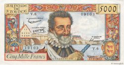 5000 Francs HENRI IV FRANCE  1957 F.49.01 XF-
