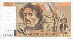 100 Francs DELACROIX modifié Fauté FRANCIA  1981 F.69.05 BB