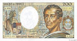 200 Francs MONTESQUIEU Petit numéro FRANCE  1988 F.70.08 pr.NEUF