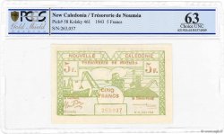 5 Francs NOUVELLE CALÉDONIE  1943 P.58 UNC-