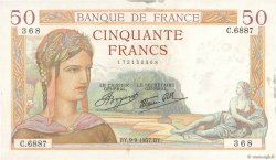 50 Francs CÉRÈS modifié  FRANCE  1937 F.18.03