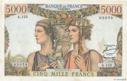 5000 Francs TERRE ET MER FRANKREICH  1956 F.48.12 fVZ