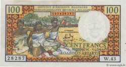 100 Francs - 20 Ariary MADAGASCAR  1966 P.057a XF+
