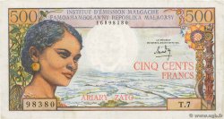 500 Francs - 100 Ariary MADAGASCAR  1966 P.058a BB