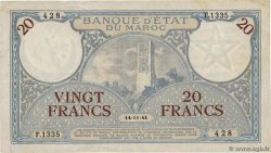 20 Francs MAROKKO  1941 P.18b fVZ