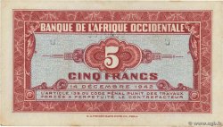 5 Francs FRENCH WEST AFRICA  1942 P.28a XF-