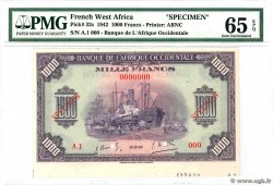 1000 Francs Spécimen FRENCH WEST AFRICA  1942 P.32s FDC