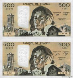500 Francs PASCAL Consécutifs FRANCE  1983 F.71.29