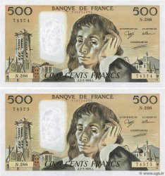 500 Francs PASCAL Consécutifs FRANCIA  1989 F.71.40