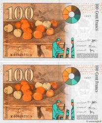 100 Francs CÉZANNE Consécutifs FRANCE  1997 F.74.01 UNC