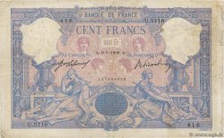 100 Francs BLEU ET ROSE FRANCE  1908 F.21.23 TB