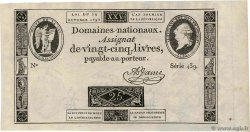 25 Livres FRANCIA  1792 Ass.37a q.FDC