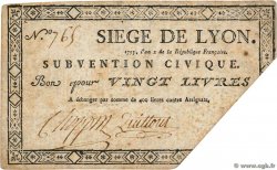 20 Livres FRANCE regionalismo y varios Lyon 1793 Kol.135a BC+