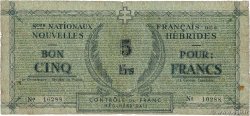 5 Francs NUEVAS HÉBRIDAS  1943 P.01 RC