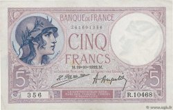 5 Francs FEMME CASQUÉE FRANCE  1922 F.03.06 XF