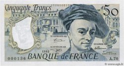 50 Francs QUENTIN DE LA TOUR Petit numéro FRANCIA  1992 F.67.18A70