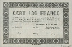 100 Francs FRANCE Regionalismus und verschiedenen Mulhouse 1940 BU.53.01 fST