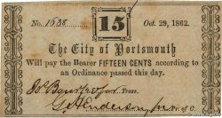 15 Cents UNITED STATES OF AMERICA Portsmouth 1862  VF