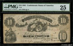 10 Dollars ÉTATS CONFÉDÉRÉS D AMÉRIQUE  1861 P.09
