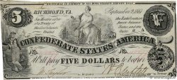 5 Dollars KONFÖDERIERTE STAATEN VON AMERIKA  1861 P.19c fVZ