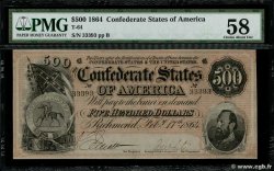 500 Dollars CONFEDERATE STATES OF AMERICA  1864 P.73 AU+