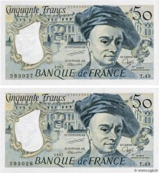 50 Francs QUENTIN DE LA TOUR Consécutifs FRANCIA  1987 F.67.13
