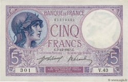 5 Francs FEMME CASQUÉE FRANKREICH  1917 F.03.01 VZ
