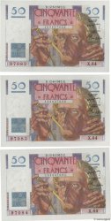 50 Francs LE VERRIER Consécutifs FRANCIA  1947 F.20.08 FDC