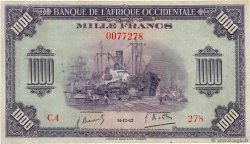 1000 Francs FRENCH WEST AFRICA  1942 P.32a