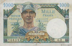 1000 Francs TRÉSOR FRANÇAIS FRANCIA  1947 VF.33.02 BC+