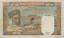 100 Francs TUNISIA  1941 P.13a VF