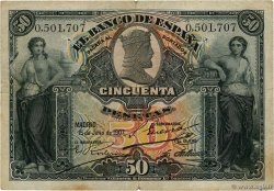 50 Pesetas ESPAÑA  1907 P.063a RC+