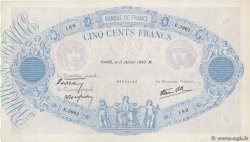 500 Francs BLEU ET ROSE modifié FRANCE  1940 F.31.56 TTB