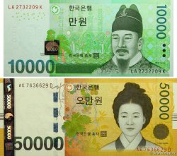 10000 et 50000 Won CORÉE DU SUD  2007 P.56a-57a pr.NEUF